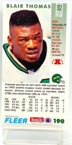1993 Fleer Game '93 Blair Thomas #190 (2)