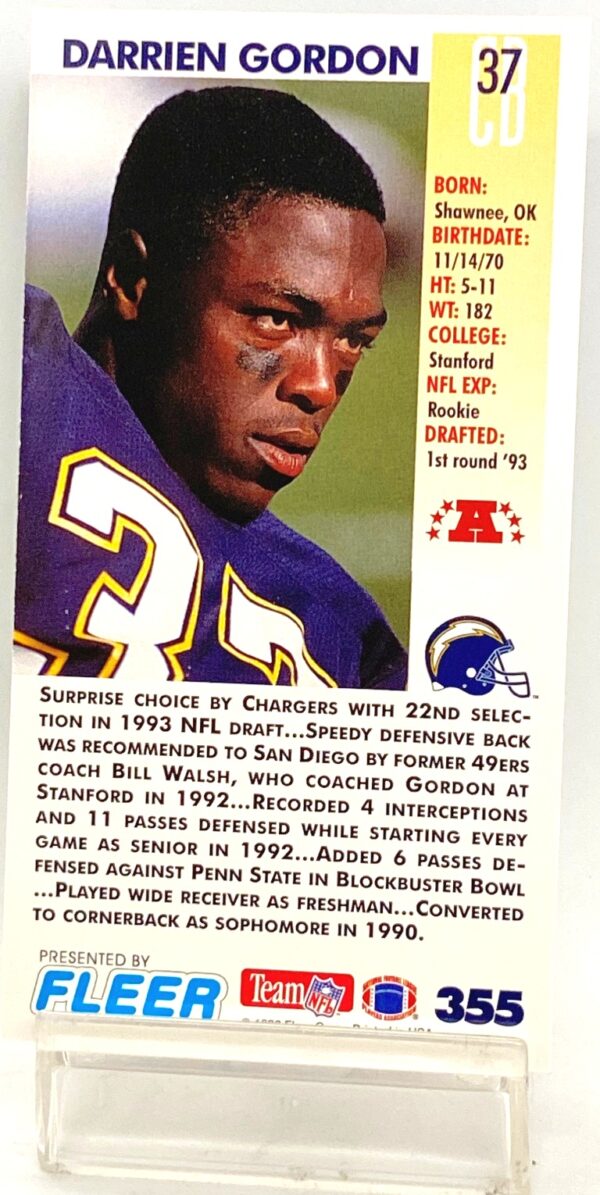 1993 Fleer Game '93 Darrien Gordon #355 (2)