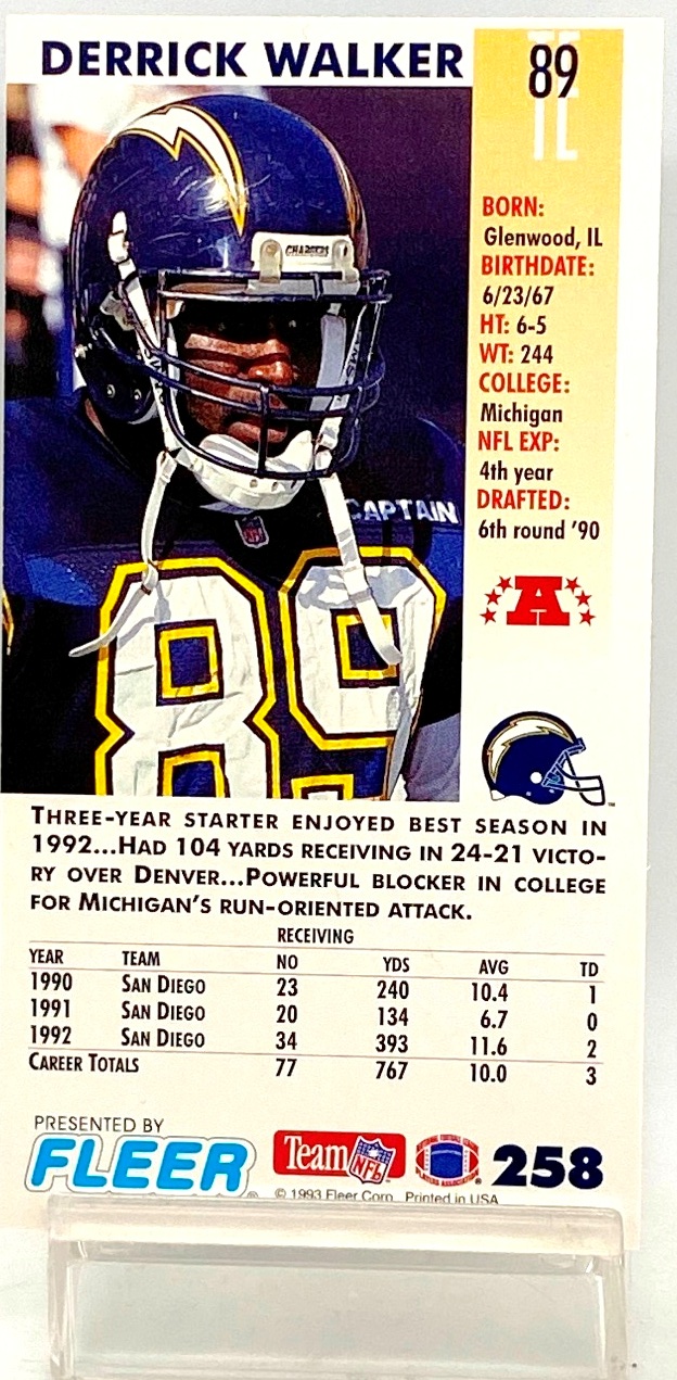 Vintage 1993 Fleer NFL Game Day '93 Derrick Walker #258 Team: (