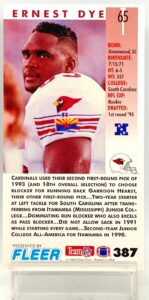 1993 Fleer Game '93 Ernest Dye #387 (2)