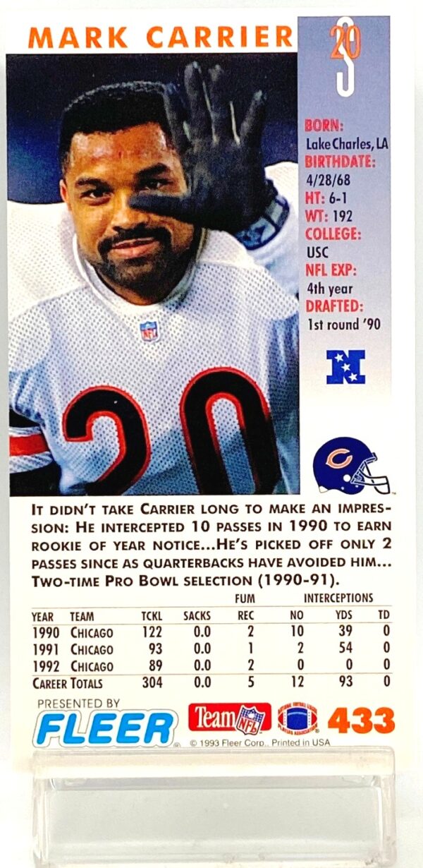 1993 Fleer Game '93 Mark Carrier #433 (2)