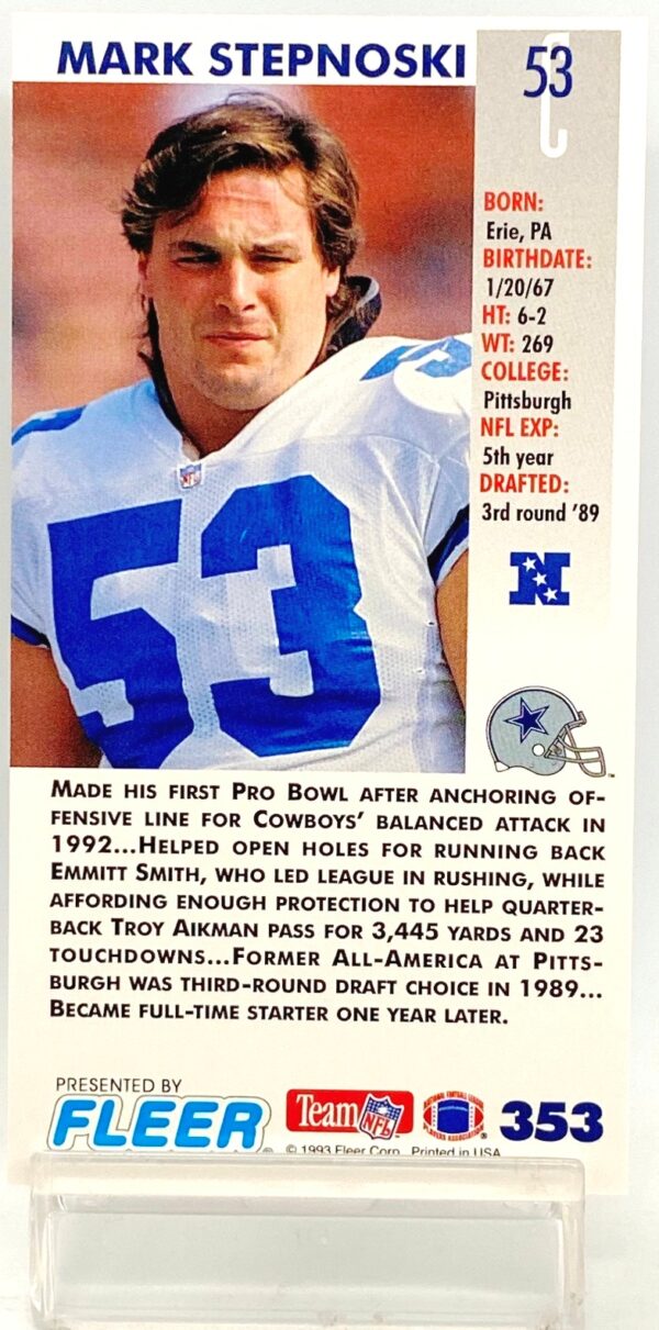 1993 Fleer Game '93 Mark Stepnoski #353 (2)