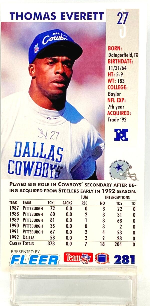 1993 Fleer Game '93 Thomas Everett #281 (2)