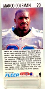 1993 Fleer Game Day '93 2Y Marco Coleman #6(2)