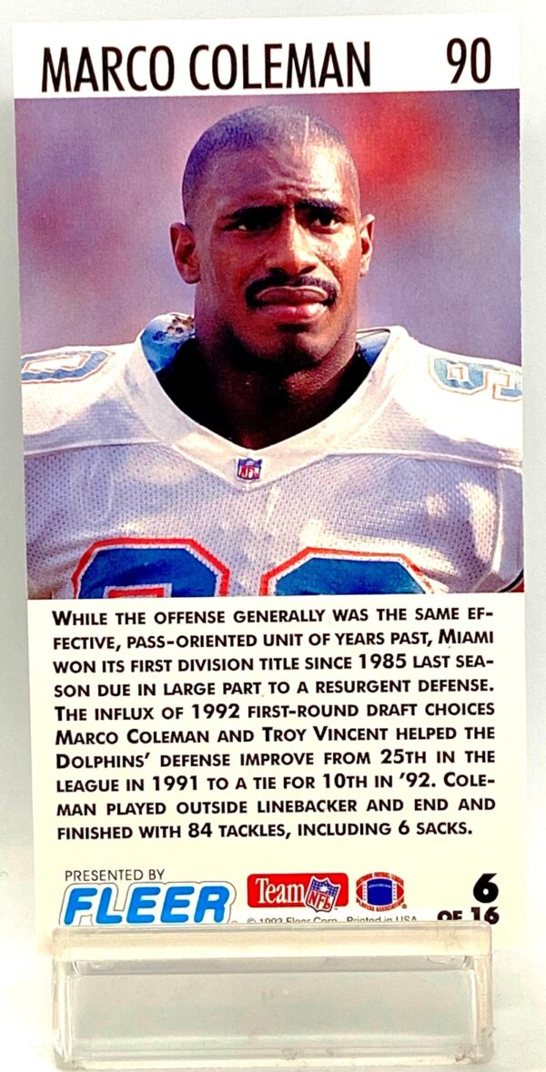 1993 Fleer Game Day '93 2Y Marco Coleman #6(2) 1993 Fleer Game Day '93 2Y Marco Coleman #6(2)
