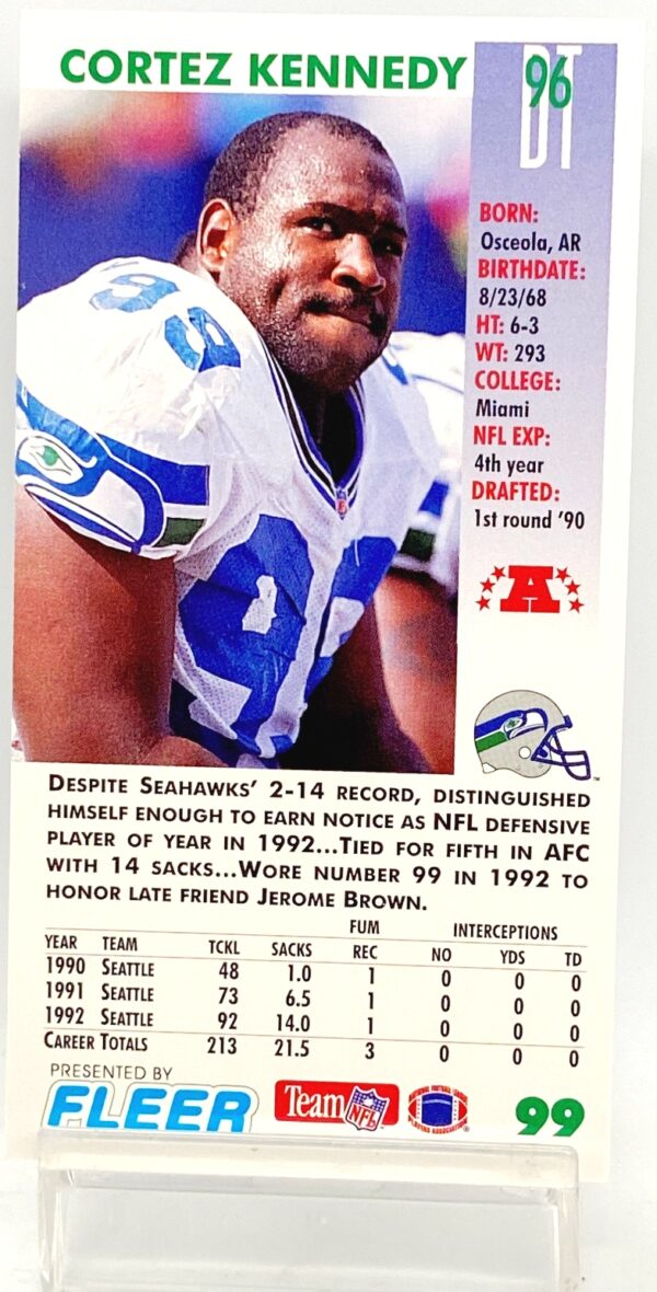 1993 Fleer Game Day '93 Cortez Kennedy #99 (2)