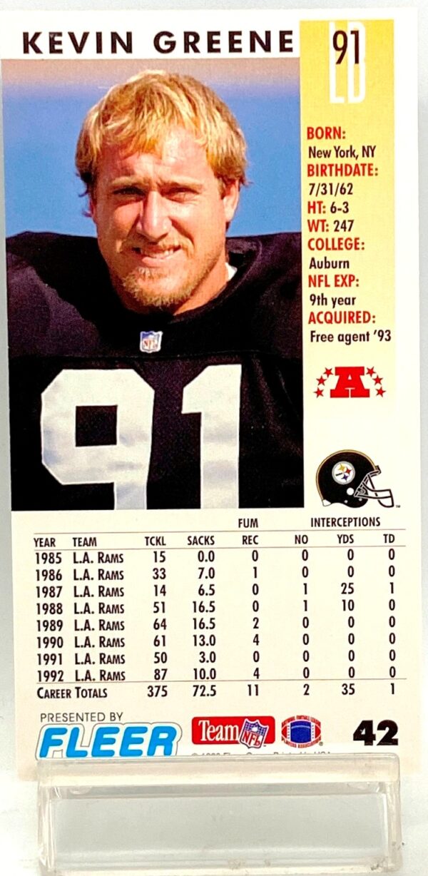 1993 Fleer Game Day '93 Kevin Green #42 (2)