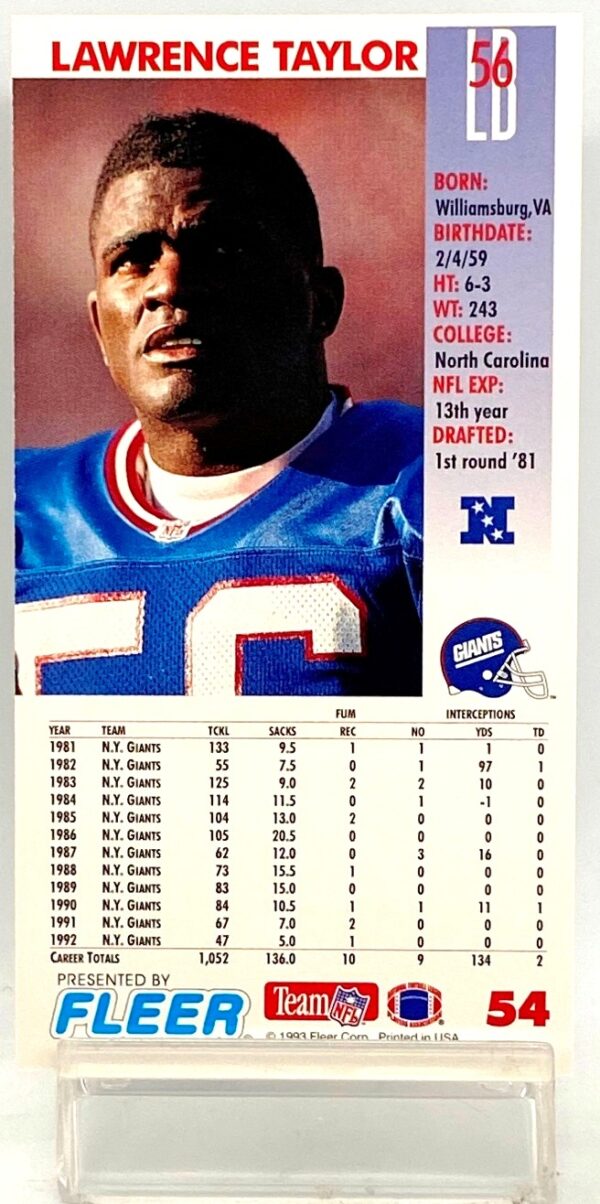 1993 Fleer Game Day '93 Lawrence Taylor #54(2) 1993 Fleer Game Day '93 Lawrence Taylor #54(2)