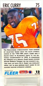 1993 Fleer Game Day '93 RS Eric Curry #12 (2)
