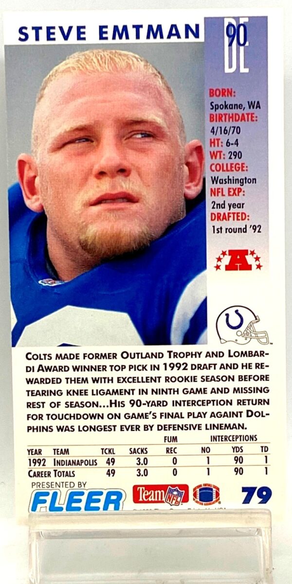 1993 Fleer Game Day '93 Steve Emtman #79 (2) 1993 Fleer Game Day '93 Steve Emtman #79 (2)