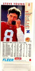 1993 Fleer Game Day '93 Steve Young #8 (2)