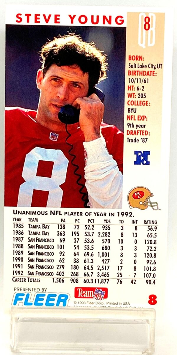 1993 Fleer Game Day '93 Steve Young #8 (2) 1993 Fleer Game Day '93 Steve Young #8 (2)