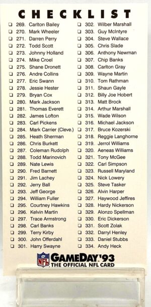 1993 Fleer NFL Game Day '93 Checklist #479 (1)