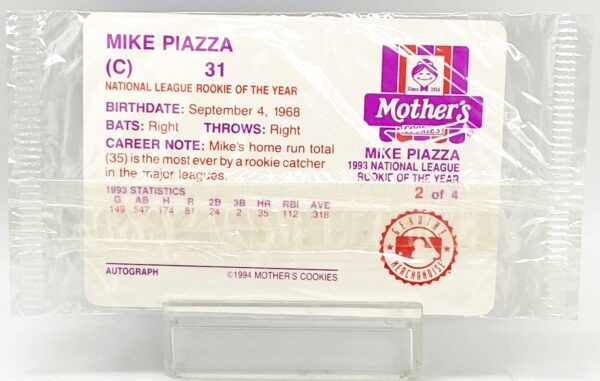 1993 Mother's Cookies Mike Piazza #2 Exclusive NL-ROTY LA Dodgers