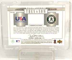 2001 UD Dual Jersey Jason Giambi #TN-JG1 (3)