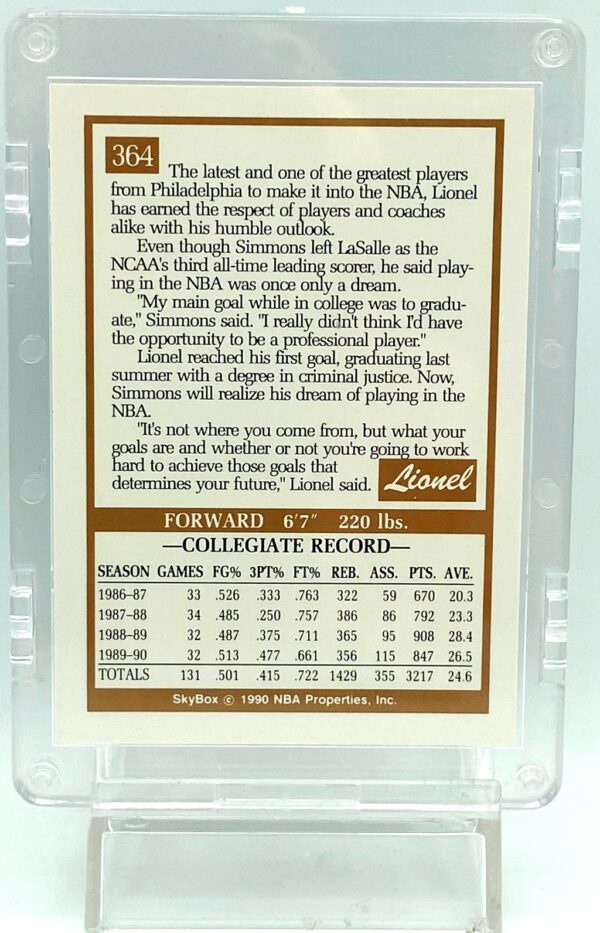 1990 Skybox Lionel Simmons RC #364 (2)