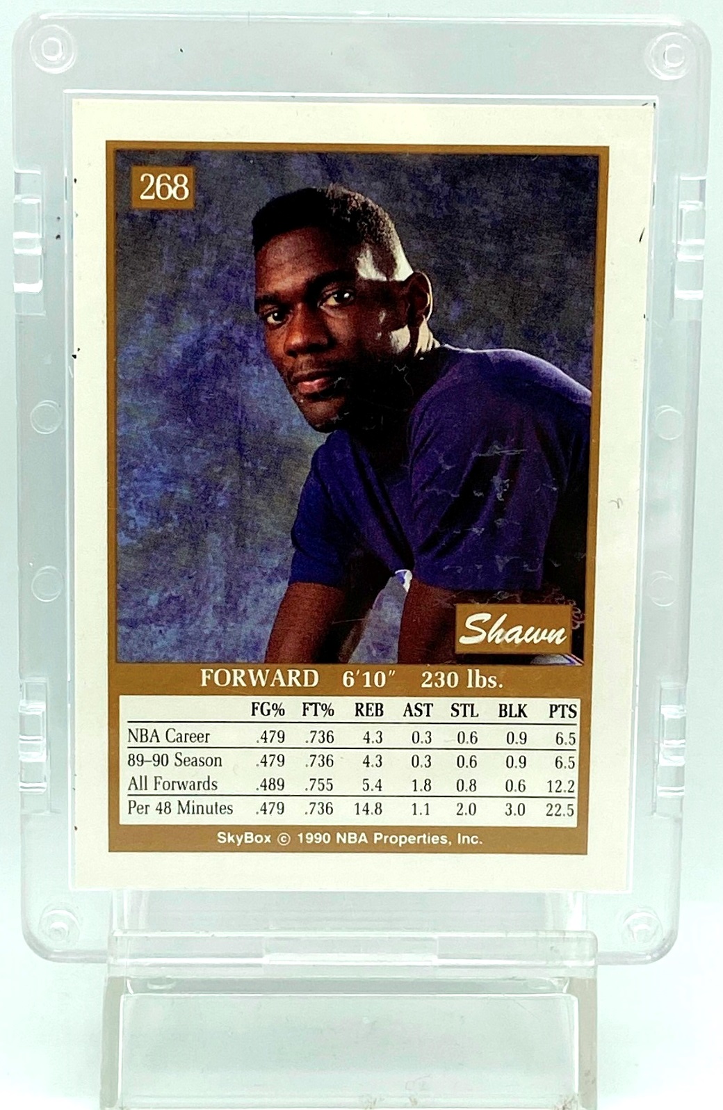 Vintage 1990 Skybox NBA Shawn Kemp Rookie Card 268 Team (Sonics 40) "Card Reverse Side