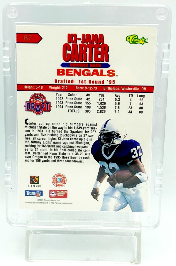 1995 Classic Draft Reg Ki-Jana Carter RC #67 (2)