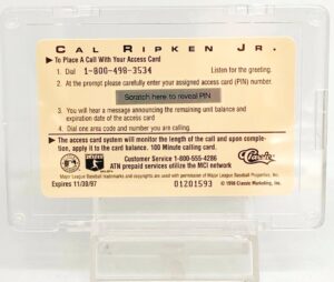 1996 Classic $100 Phone Card Cal Ripken Jr (2)