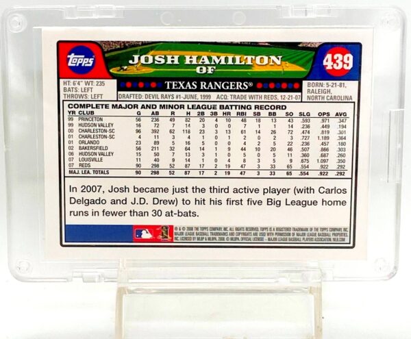 2008 Topps Josh Hamilton RC #439 (2)