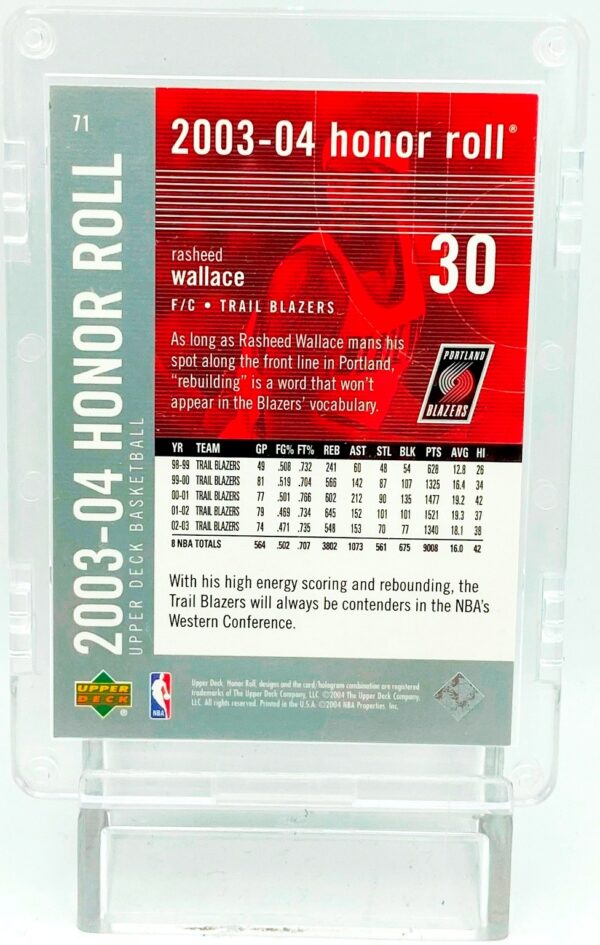 2003-04 UD Honor Roll Rasheed Wallace #71 (2)