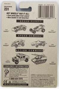 1991 Hot Wheels Collector Card #231 Mini Truck (Clear) 5-Hole (5)