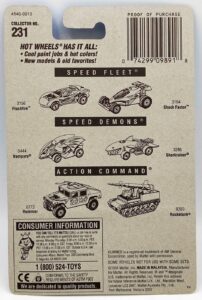 1991 Hot Wheels Collector Card #231 Mini Truck (Clear) 5-Sp (5)