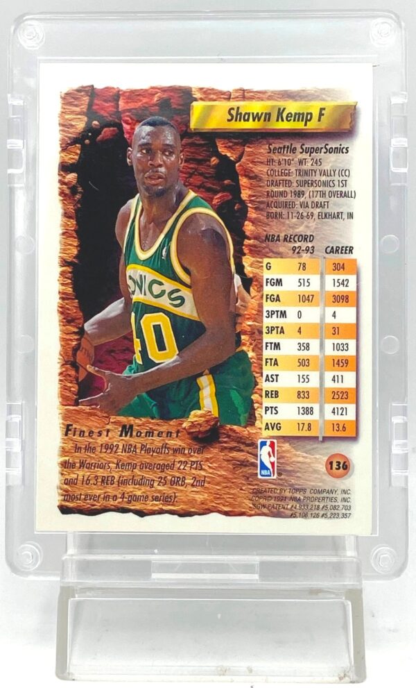 1994 Topps Shawn Kemp (ERROR CARD #136 (5)