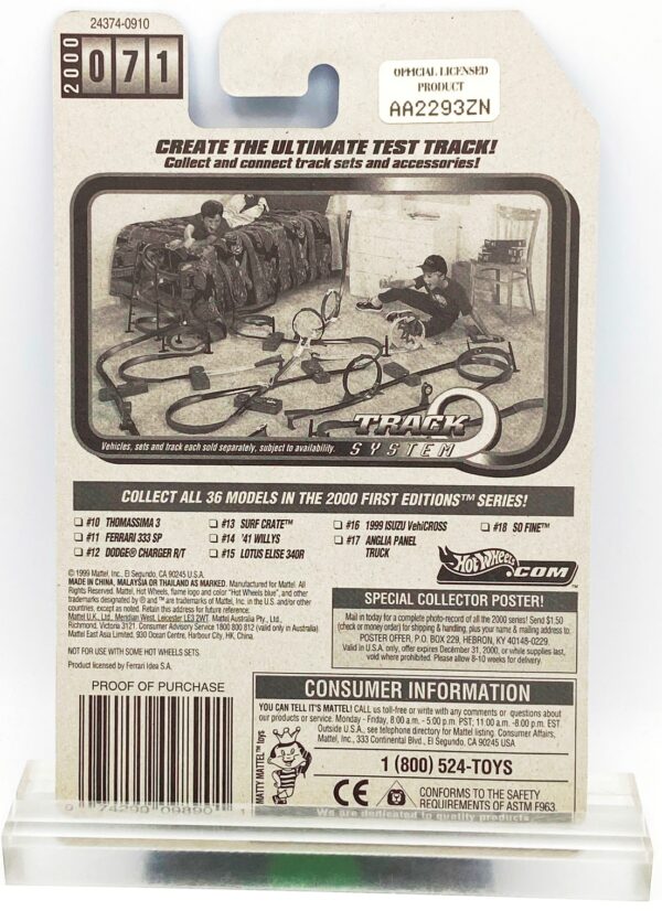 2000 HW CC #071 1St Ed Ferrari 333 SP (Lic #AA2293ZN) (Lace) (5)