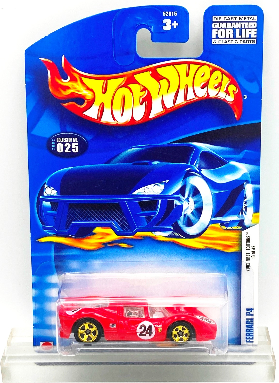 2002 HW CC #025 Ferrari P4 Red (Gold 5-Spoke) (1)