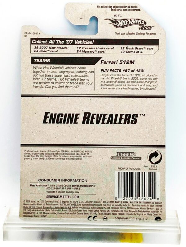 2007 HW CC #057 Ferrari 512M Engine Revealers Orange (5-Sp) (5) 2007 HW CC #057 Ferrari 512M Engine Revealers Orange (5-Sp) (5)
