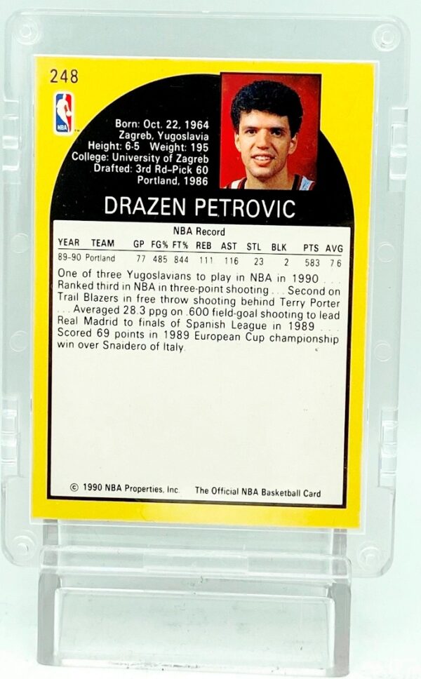 1990 NBA Hoops Drazen Petrovic RC #248 (5) 1990 Drazen Petrovic NBA Hoops "ROOKIE" RC #248 (Trail Blazers)