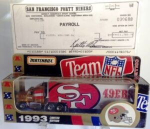 ’93 Season – San Francisco 49ers -(William Floyd’s Double Autograph) “Limited Edition Transporter”! (Matchbox “NFL-Team” Collectible) “Rare-Vintage” (1993) 
