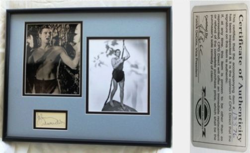 images JOHNNY WEISSMULLER #1 Merge ("Tarzan") "Two Rare-Vintage 8x10 Photos & Autograph Matted Set"