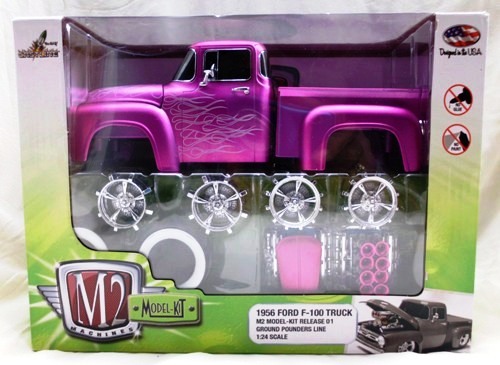 1956 Ford F-100 Truck "Satin Purple W/Flames" ("Premium Edition" M2 Model Kit-Ground Pounders ) 1:24 Scale (2014)