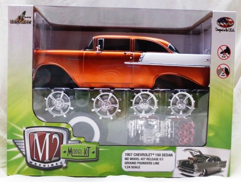 1957 Chevrolet 150 Sedan "Bronze & White" ("Premium Edition" M2 Model Kit-Ground Pounders ) 1:24 Scale (2015)