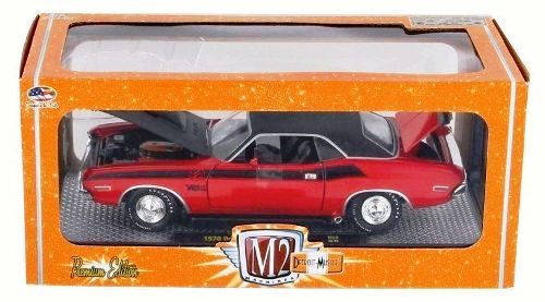 images 1970 Dodge Challenger T/A Hard Top "Red w/Black Stripe" ("Premium Edition" M2 Detroit Muscle) 1:24 Scale (2016)