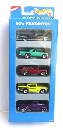 50's Favorites Gift Pack "Car #5 w/3-Spoke Wheels Variation" (Hotwheels 1:64 Scale 5-Car Box Set) “Rare-Vintage” (1995)