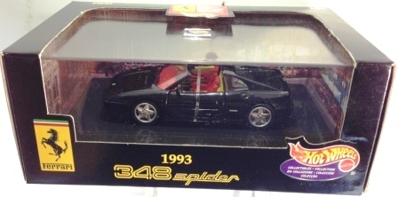 1993 Ferrari 348 Spider “Black-Open-Top” (Hotwheels “Exclusive Limited Edition 1:43 Scale”) w/Plexi-Case) “Rare-Vintage” (1998)