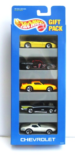Chevrolet Gift Pack "Custom Cars w/3 Spk, 5 Spk & 7 Spk Wheel Variation" (Hotwheels 1:64 Scale 5-Car Box Set) “Rare-Vintage” (1993)