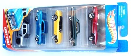 images Chevy 5-Pack Gift Pack “Multi-Colors-Collection w/Various Wheels” (Hotwheels 1:64 Scale 5-Car Box Set) “Rare-Vintage” (2010)