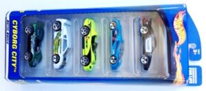 images Cyborg City Gift Pack “Multi-Colors-Collection w/Various Wheels” (Hotwheels 1:64 Scale 5-Car Box Set) “Rare-Vintage” (2000)