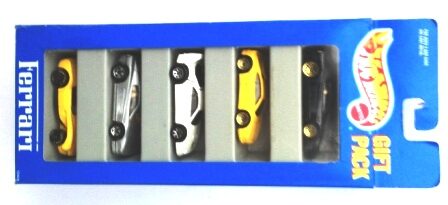 Ferrari Gift Pack “Multi-Colors-Collection Die Cast Metal Cars w/Various Wheels” (Hotwheels 1:64 Scale 5-Car Box Set) “Rare-Vintage” (1993)
