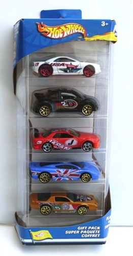 Flag Flyers Gift Pack "PC5, Y5 & 10-Spoke Wheels" (Hotwheels 1:64 Scale 5-Car Box Set) “Rare-Vintage” (2002)