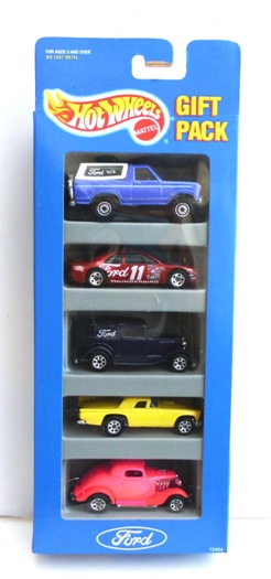 Ford Gift Pack "Mixed 5 Spk, 7 Spk, & Construction Hubs Wheels" (Hotwheels 1:64 Scale 5-Car Box Set) “Rare-Vintage” (1993)