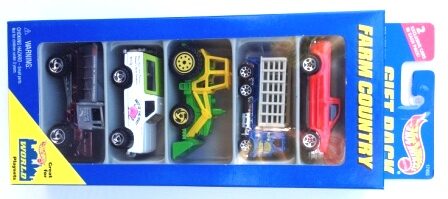 Farm Country Gift Pack “w/2-Exclusive Vehicles-Collection & Various Wheels” (Hotwheels 1:64 Scale 5-Car Box Set) “Rare-Vintage” (1996)