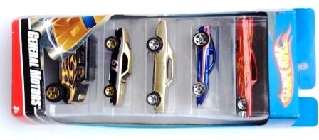 images General Motors Gift Pack “Multi-Colors-Collection w/Various Wheels” (Hotwheels 1:64 Scale 5-Car Box Set) “Rare-Vintage” (2008)