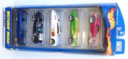 Motorin' Music Gift Pack “2nd Release 2000 Curved Corner Box-Collection w/Various Wheels” (Hotwheels 1:64 Scale 5-Car Box Set) “Rare-Vintage” (2000)