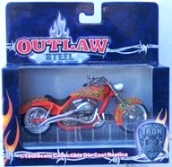 images Outlaw Steel (Orange w/Green Flames) Bike (1:18 scale) Edition