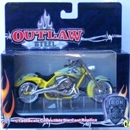 images Outlaw Steel (Yellow w/Blue Flames) Bike (1:18 scale) Edition